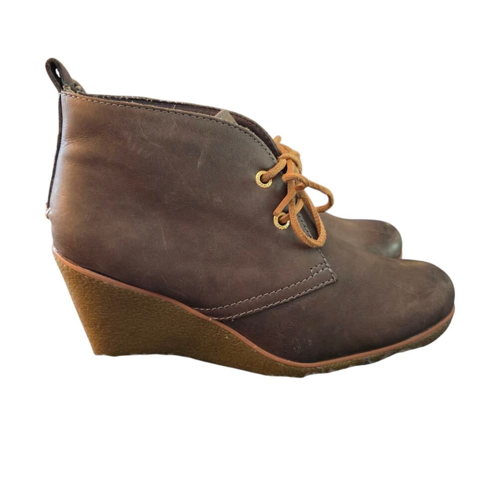Sperry Leather Top Sider Wedge Booties Sz 8